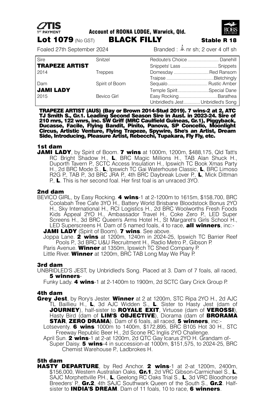 Pedigree - Lot 1079