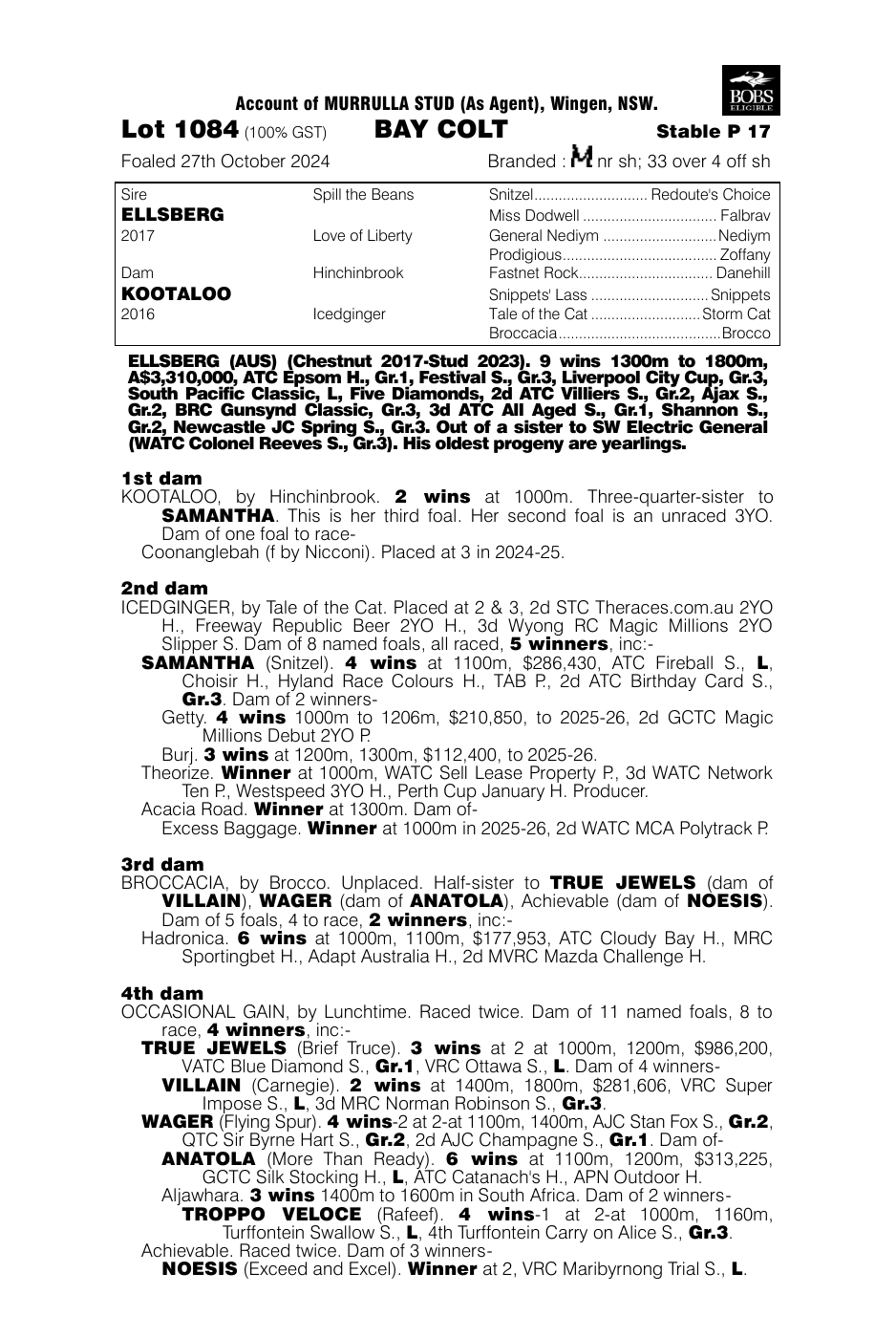 Pedigree - Lot 1084