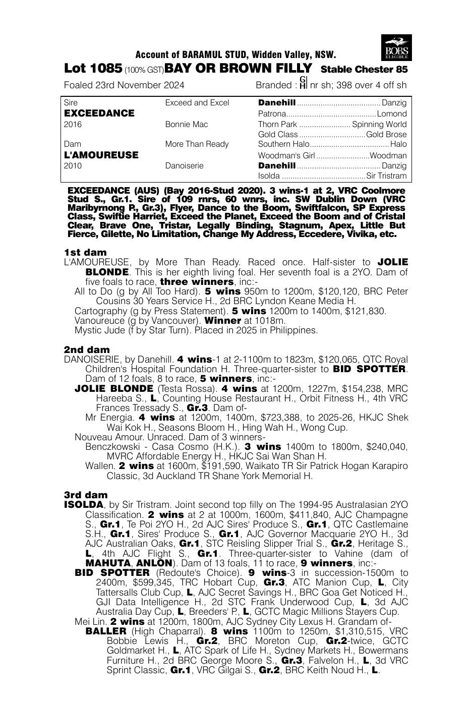 Pedigree - Lot 1085