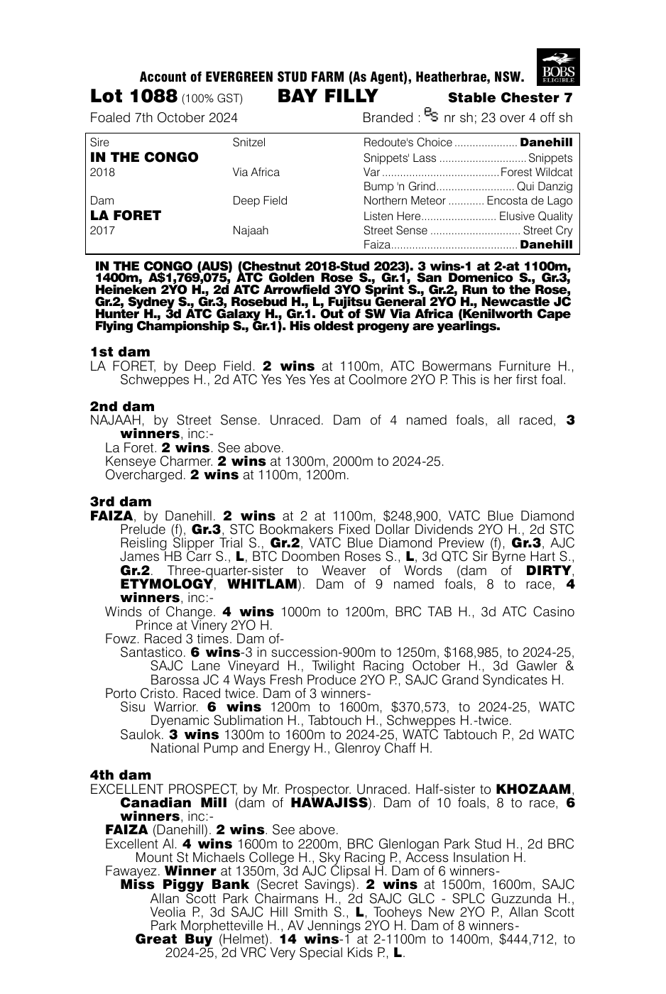 Pedigree - Lot 1088