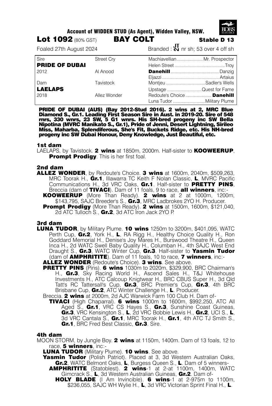 Pedigree - Lot 1092