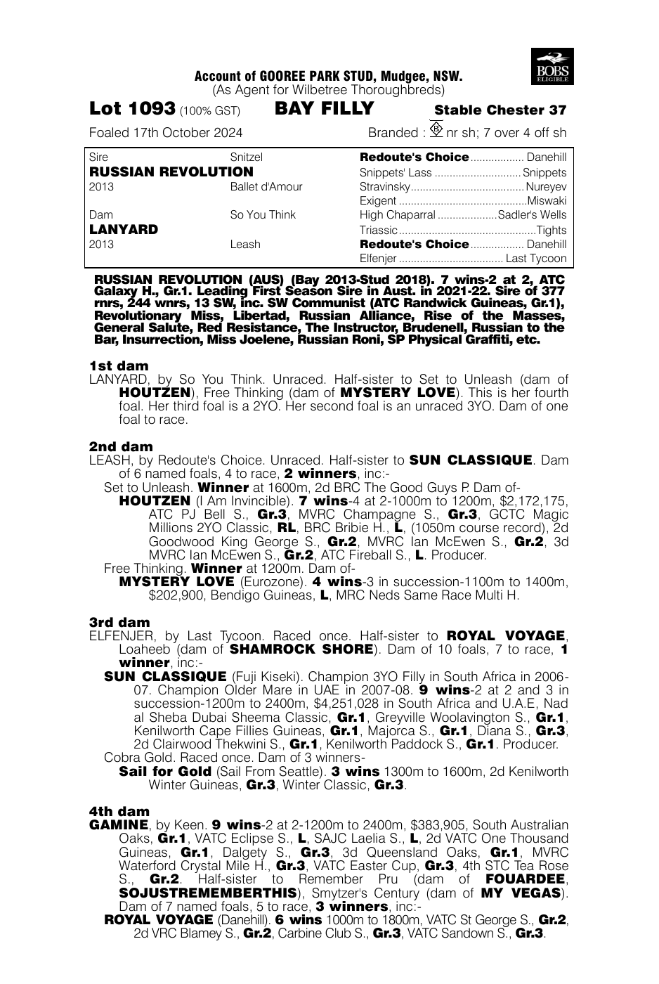 Pedigree - Lot 1093