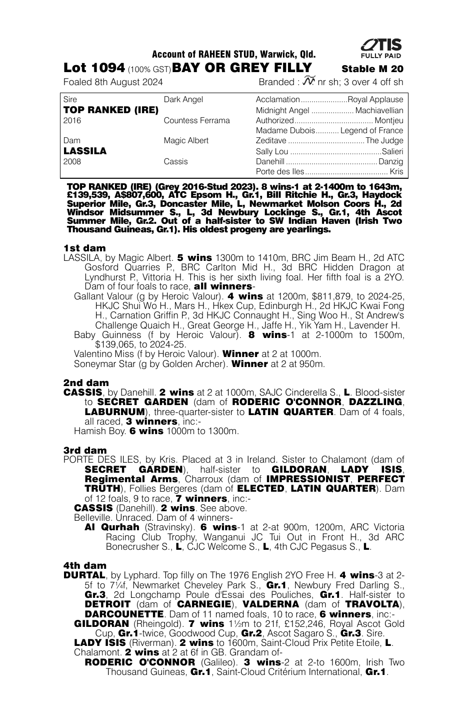 Pedigree - Lot 1094