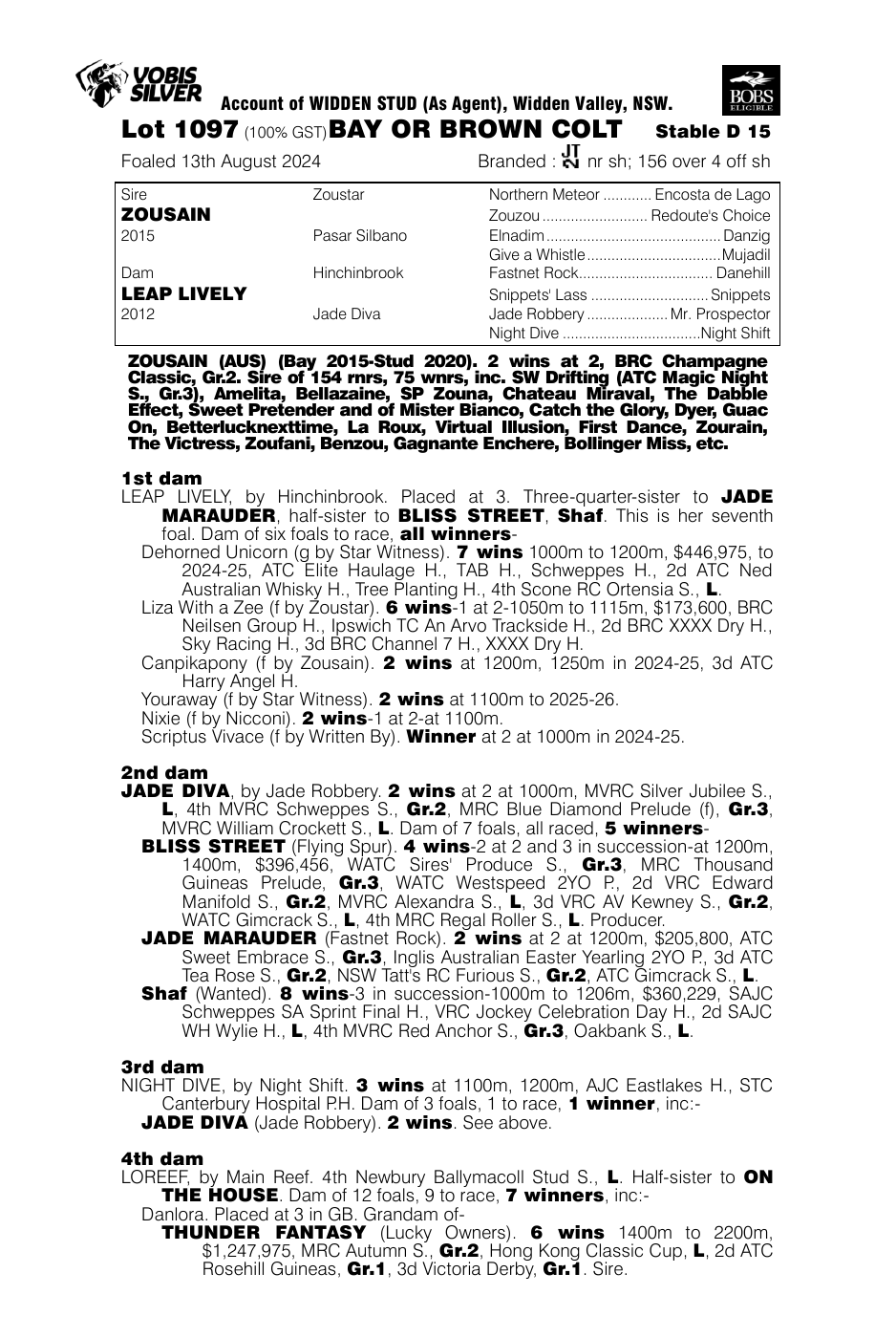 Pedigree - Lot 1097