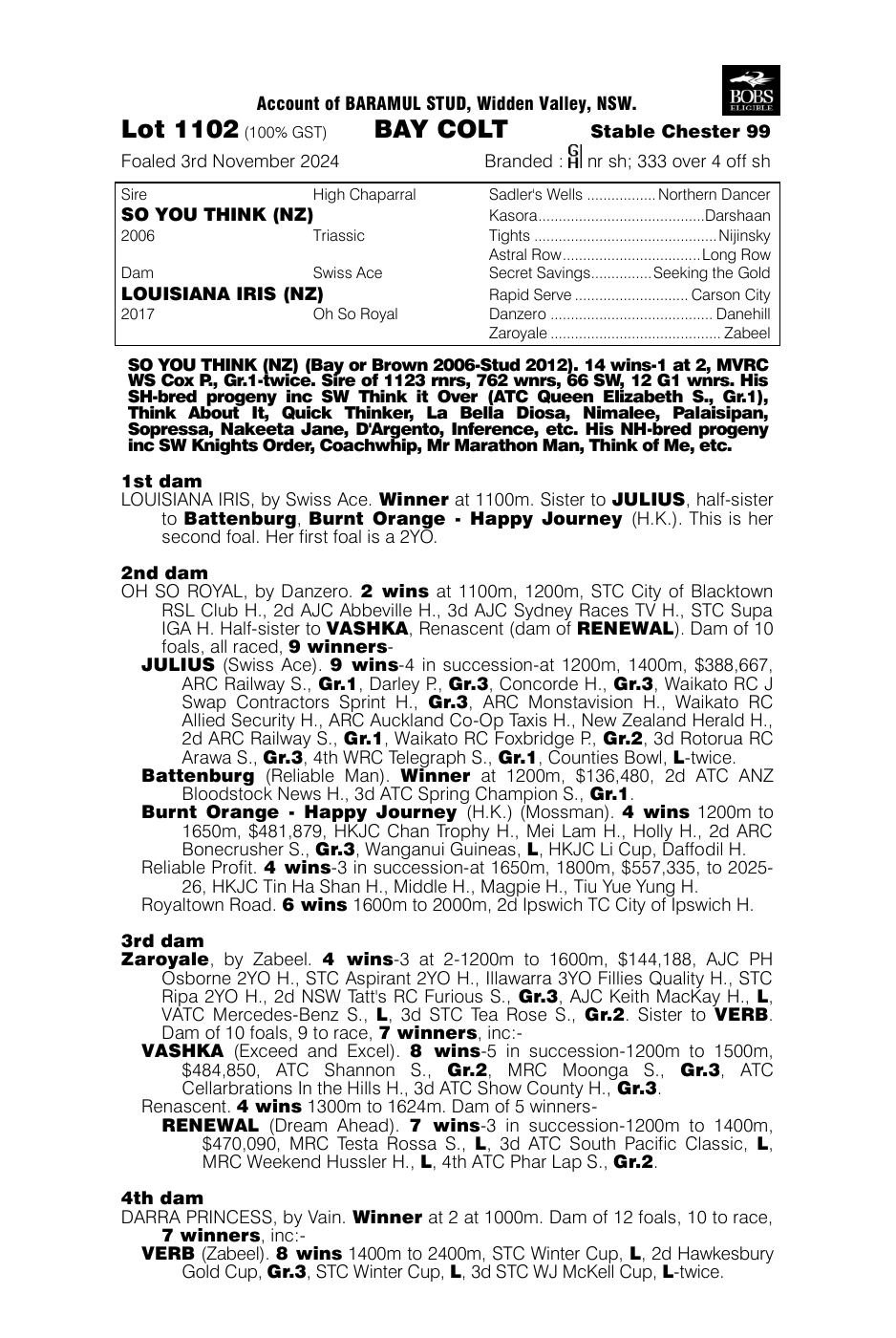 Pedigree - Lot 1102