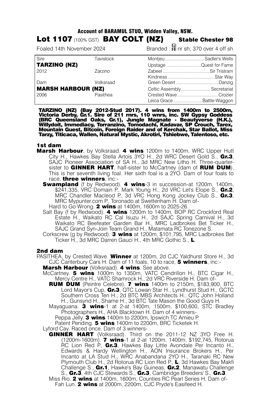 Pedigree - Lot 1107