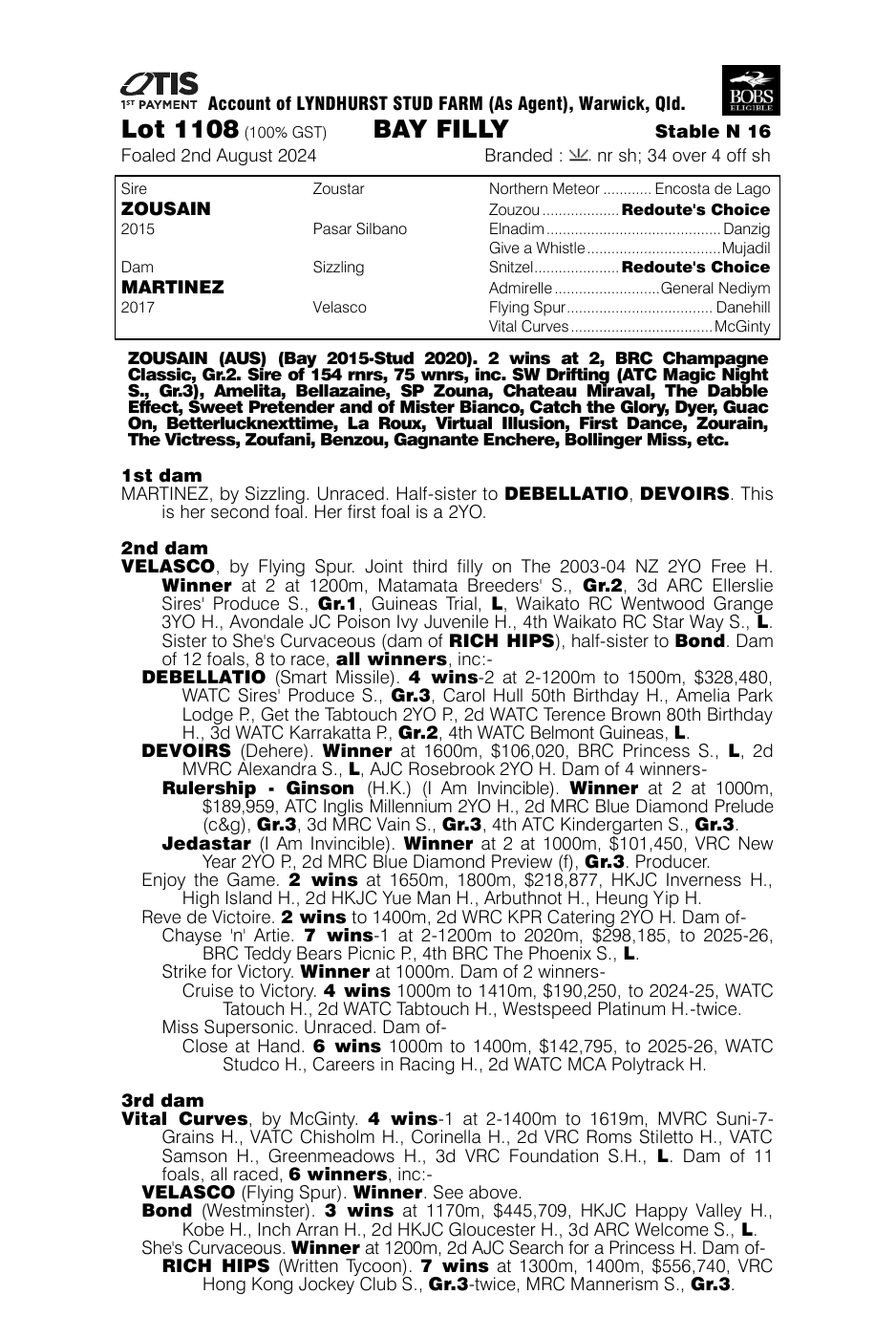 Pedigree - Lot 1108