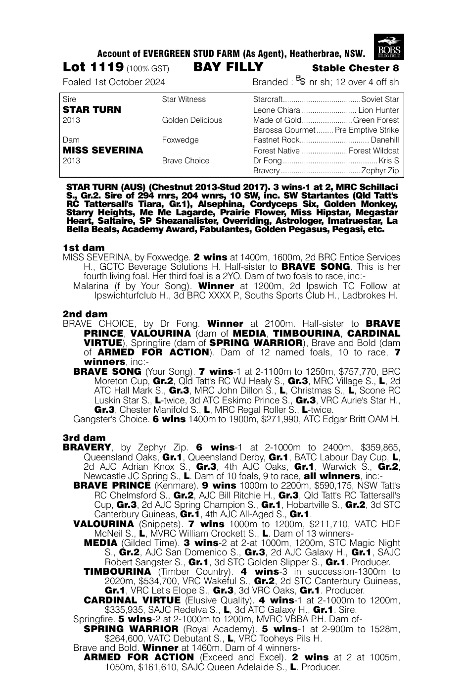 Pedigree - Lot 1119