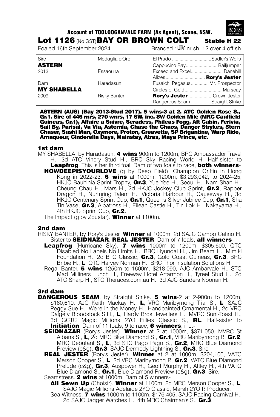 Pedigree - Lot 1126