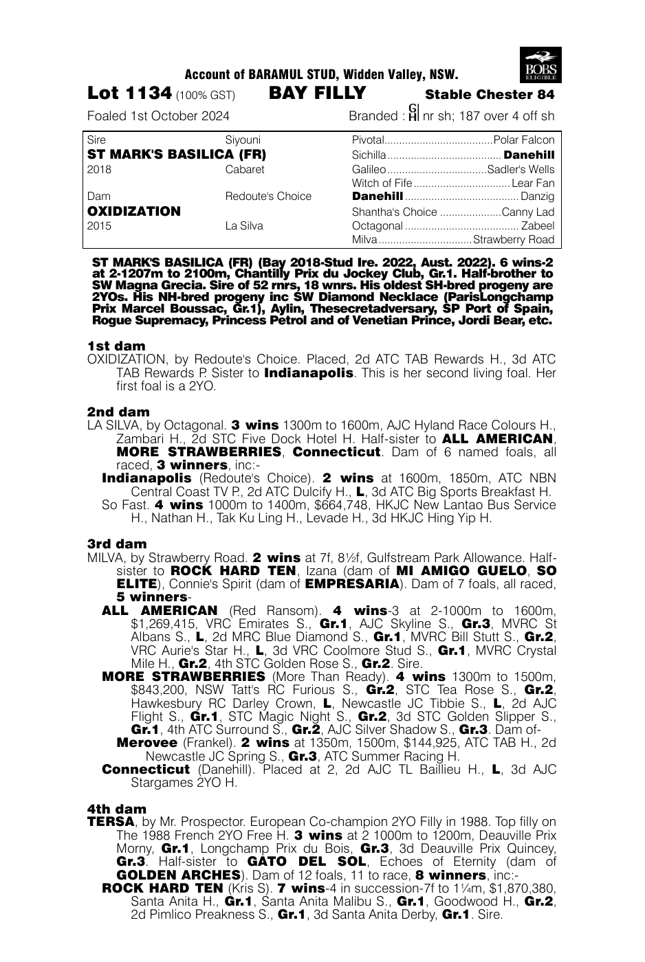 Pedigree - Lot 1134