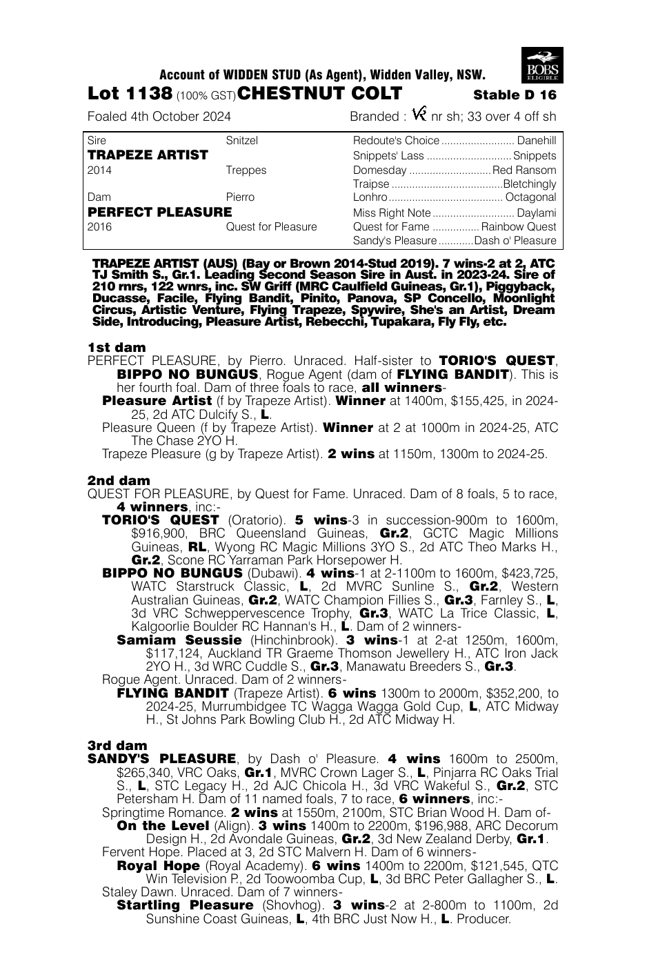 Pedigree - Lot 1138