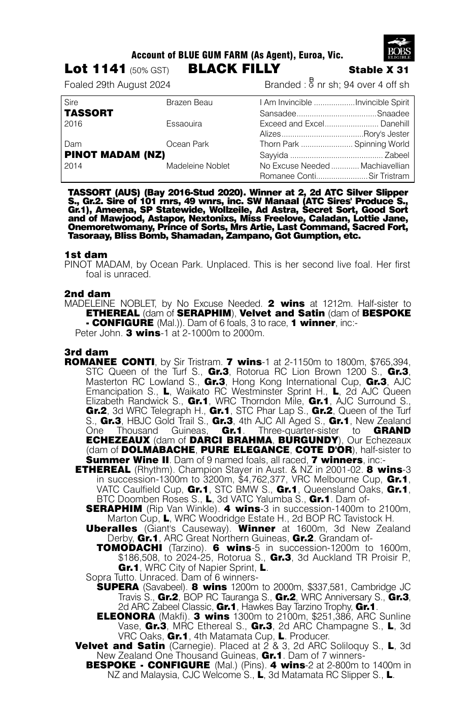 Pedigree - Lot 1141