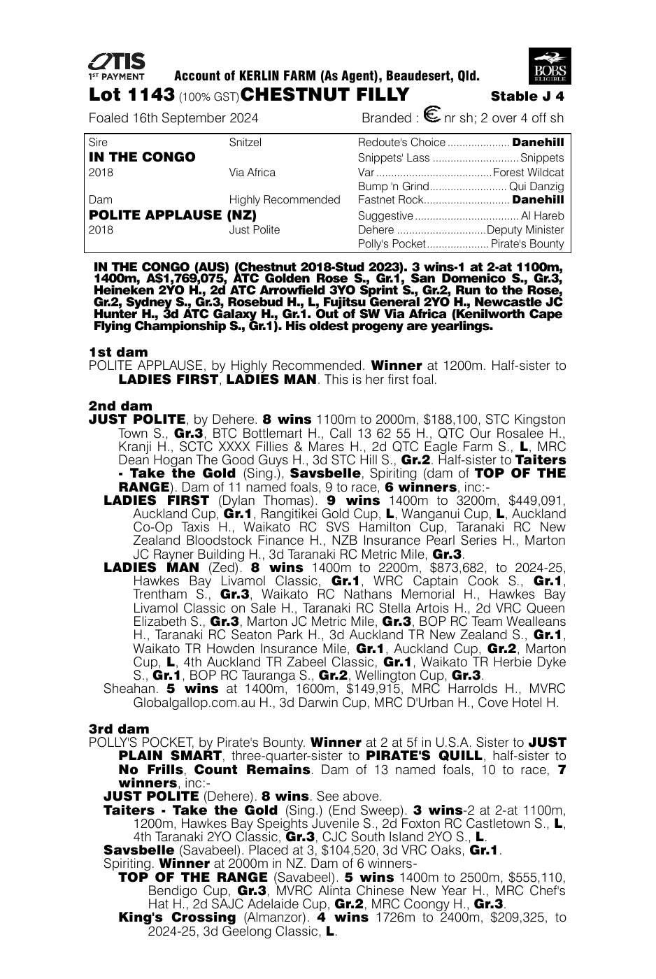 Pedigree - Lot 1143