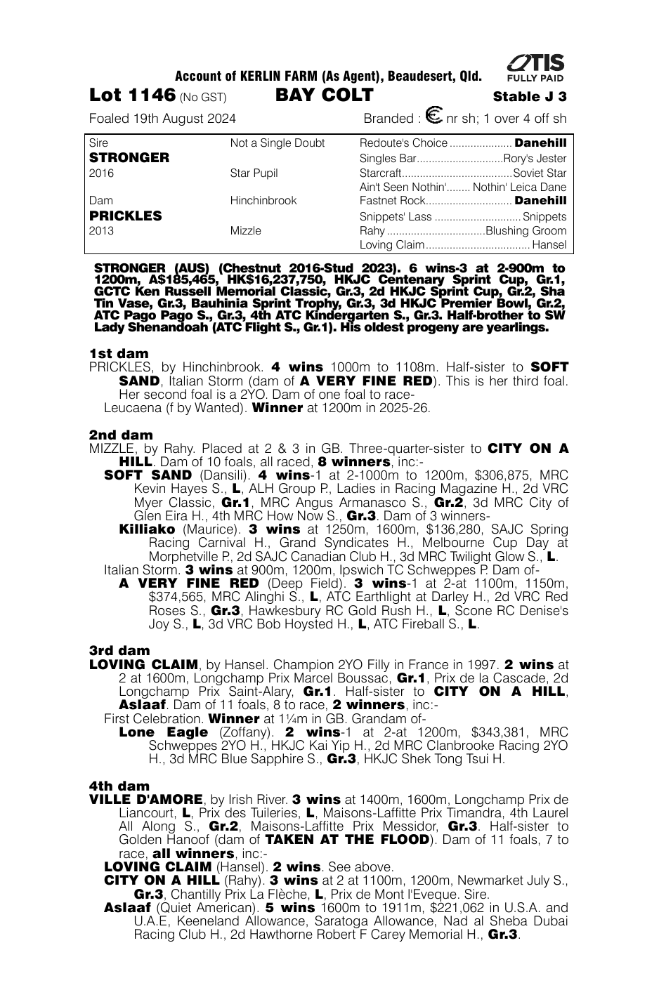 Pedigree - Lot 1146
