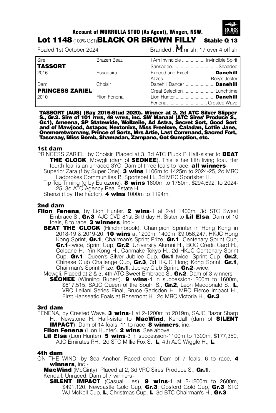 Pedigree - Lot 1148