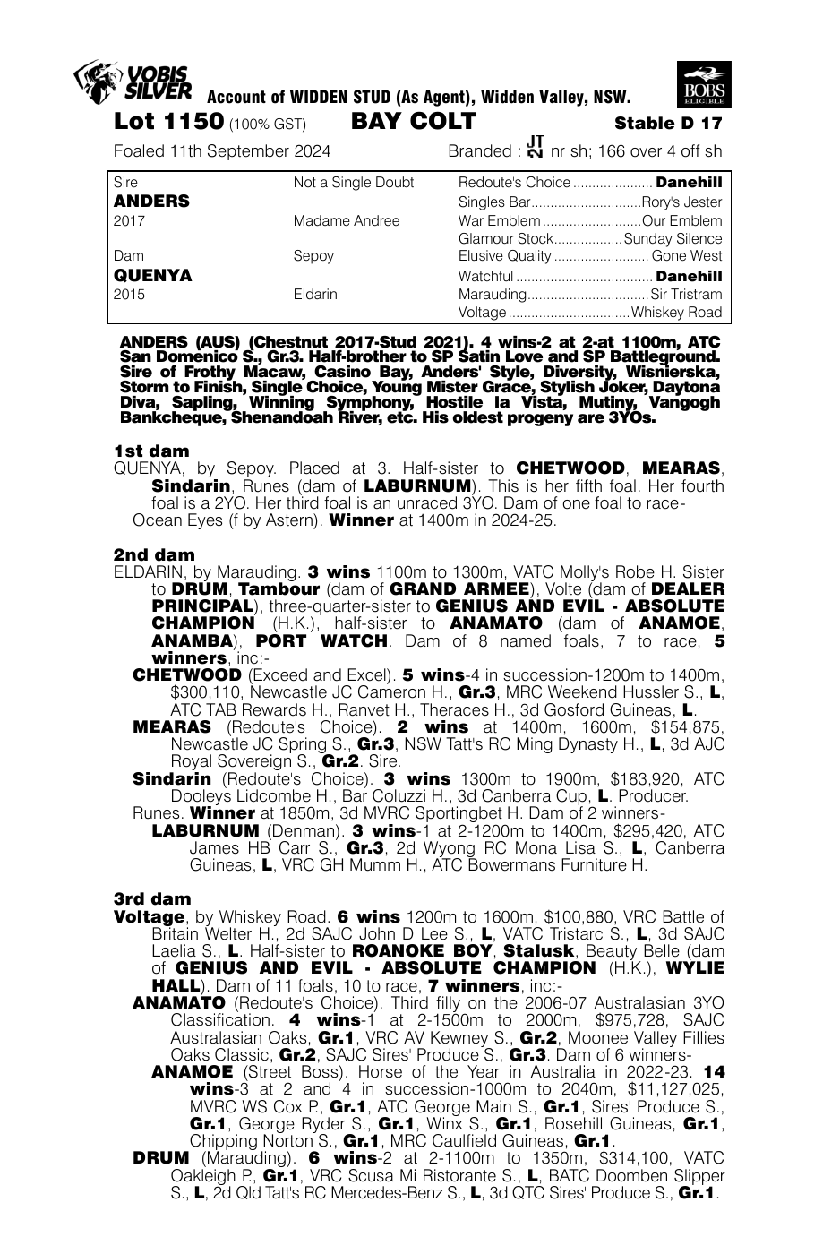 Pedigree - Lot 1150