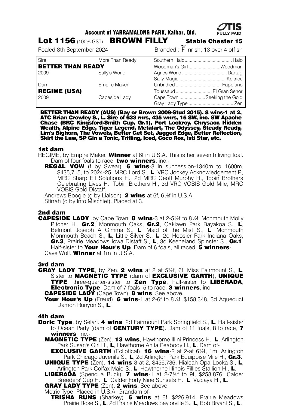 Pedigree - Lot 1156