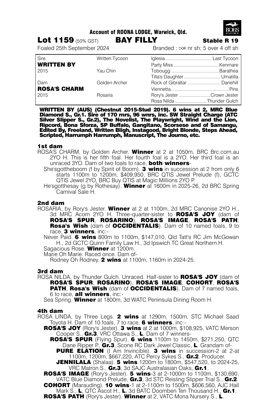 Pedigree - Lot 1159