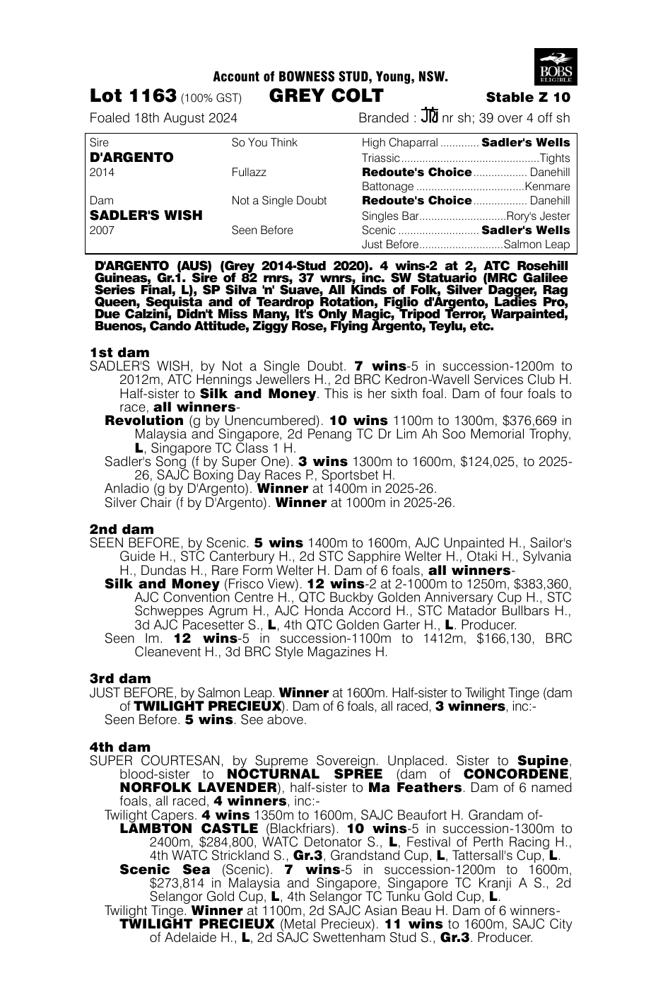 Pedigree - Lot 1163