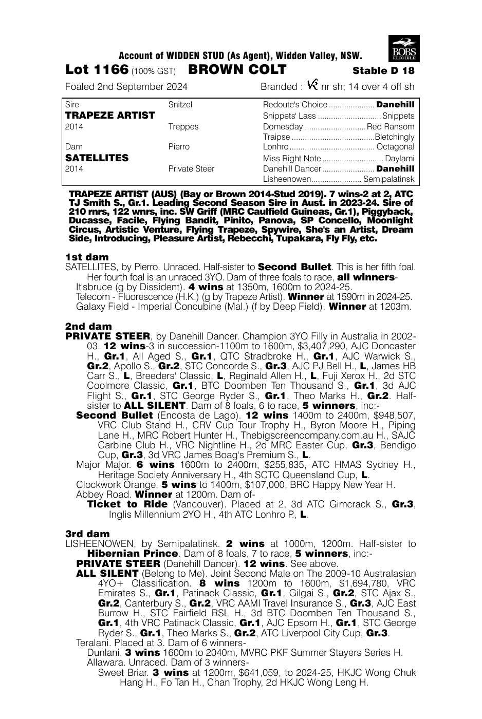 Pedigree - Lot 1166
