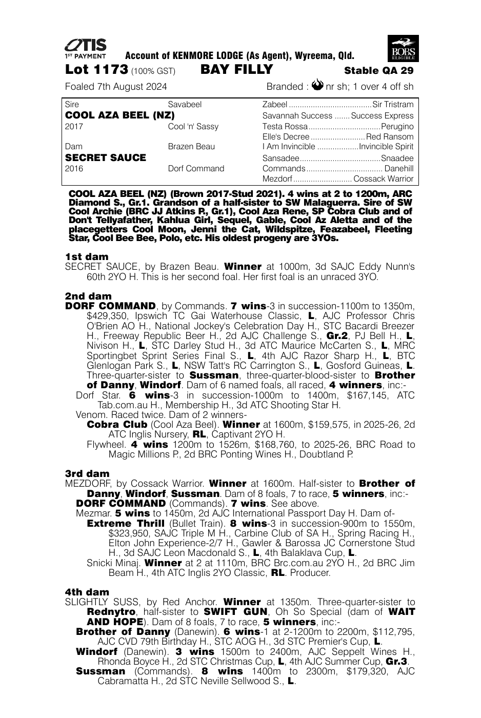 Pedigree - Lot 1173