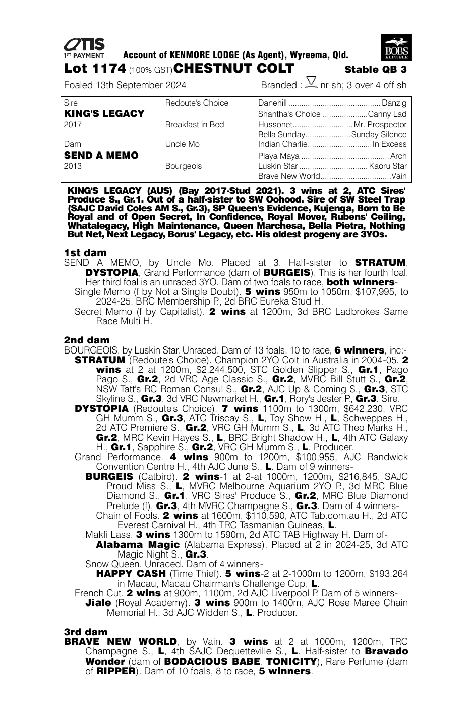 Pedigree - Lot 1174