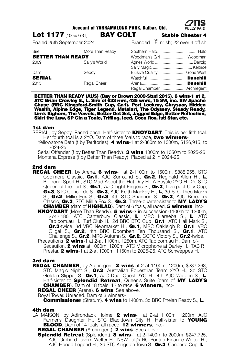 Pedigree - Lot 1177