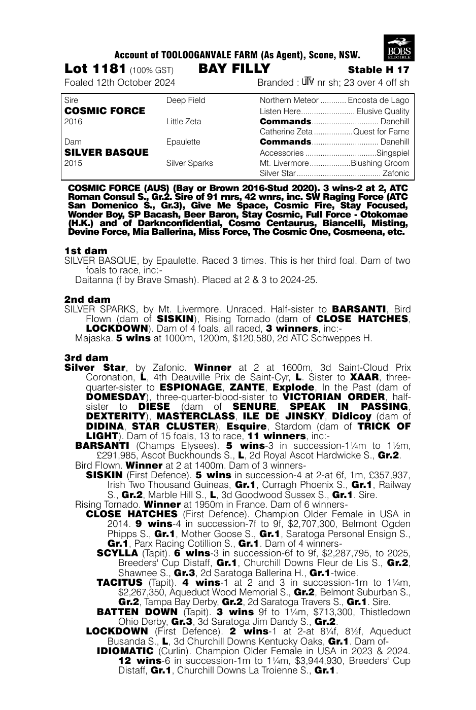 Pedigree - Lot 1181