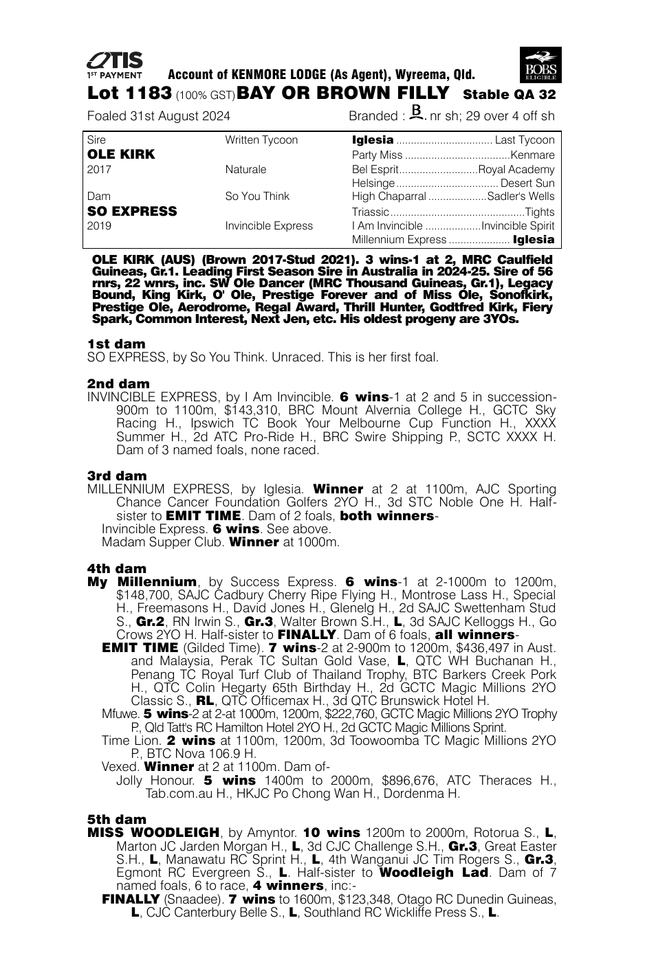 Pedigree - Lot 1183