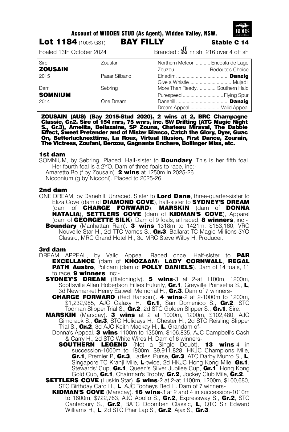 Pedigree - Lot 1184