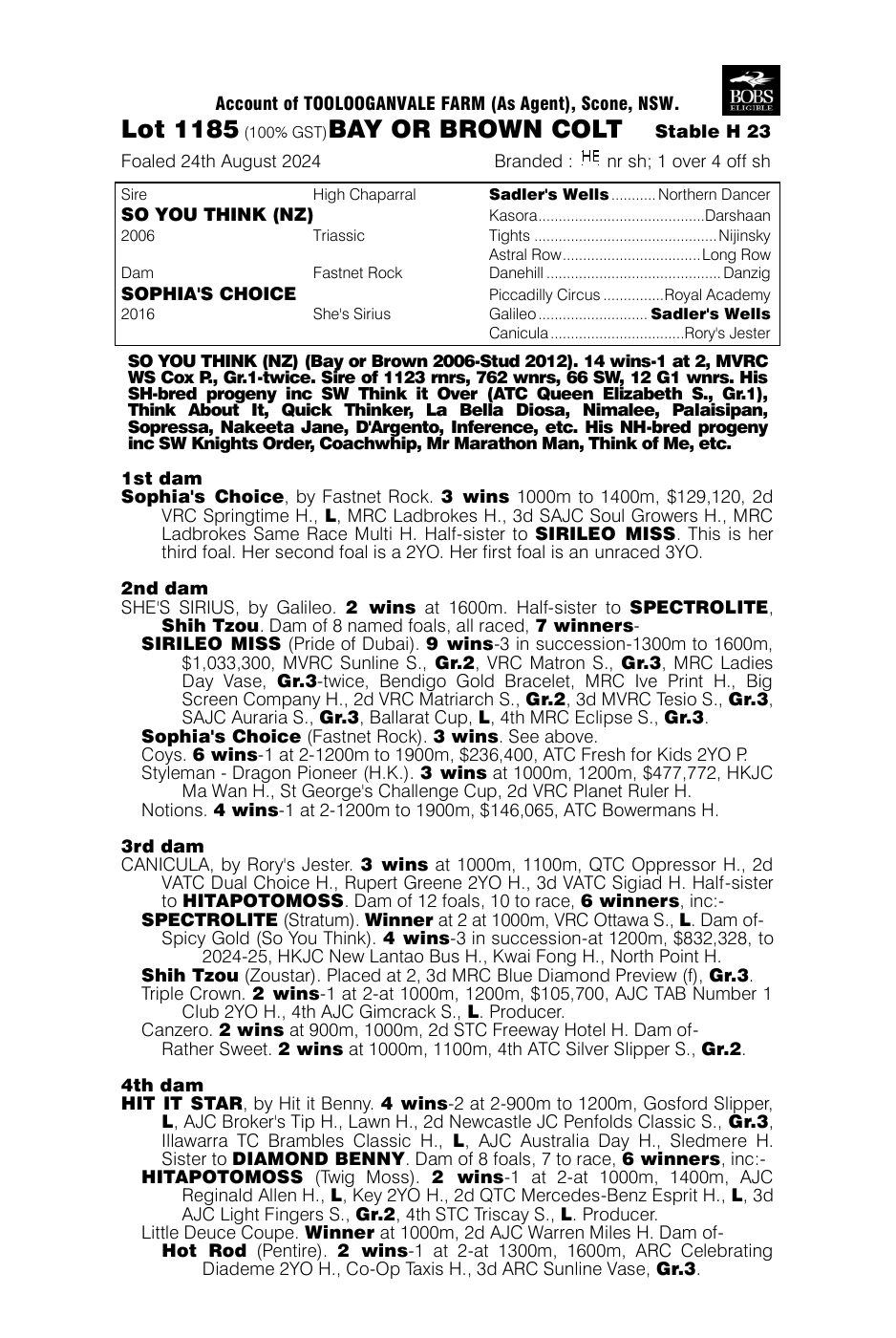 Pedigree - Lot 1185