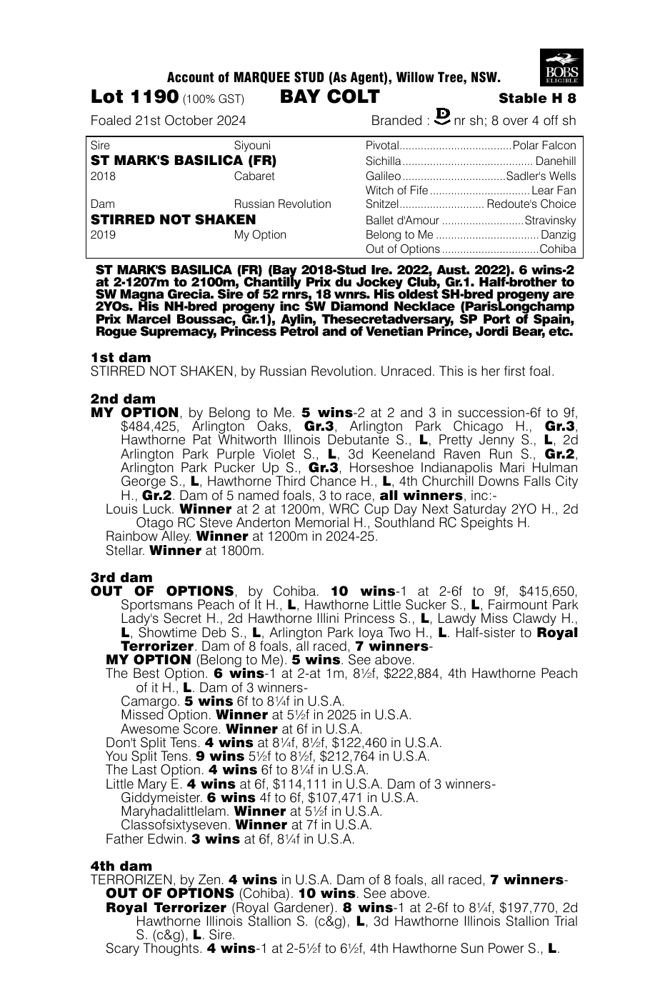 Pedigree - Lot 1190