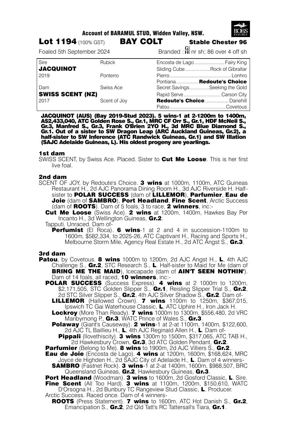 Pedigree - Lot 1194
