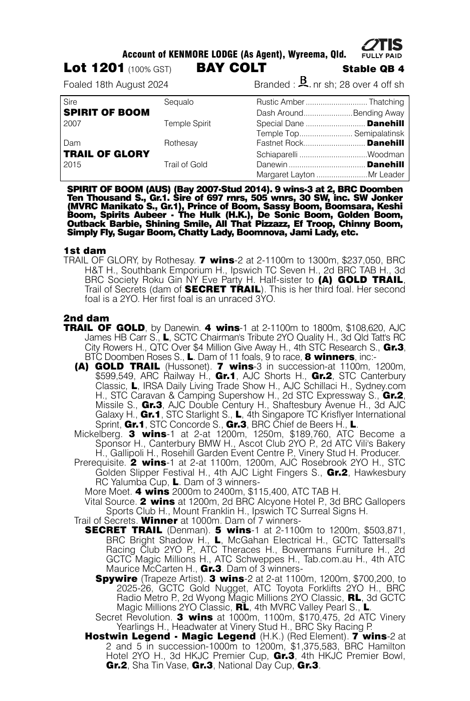 Pedigree - Lot 1201