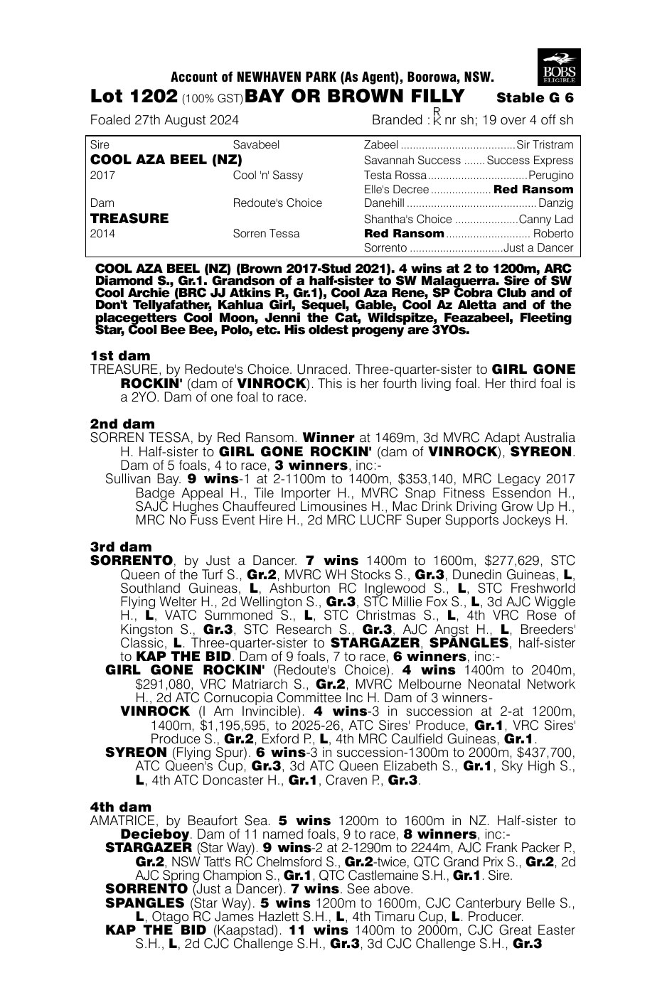 Pedigree - Lot 1202