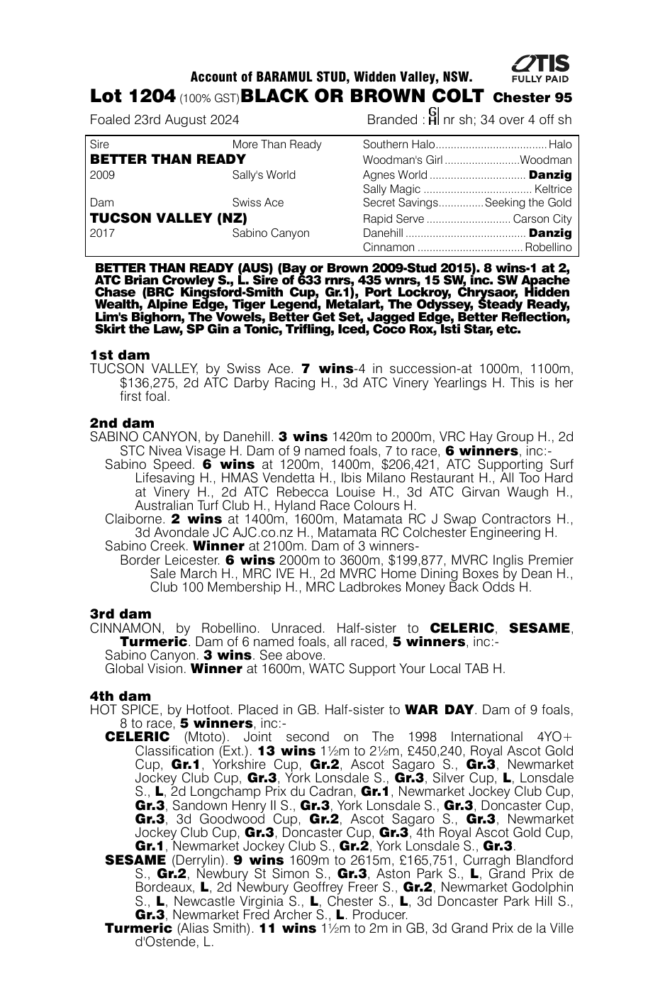 Pedigree - Lot 1204