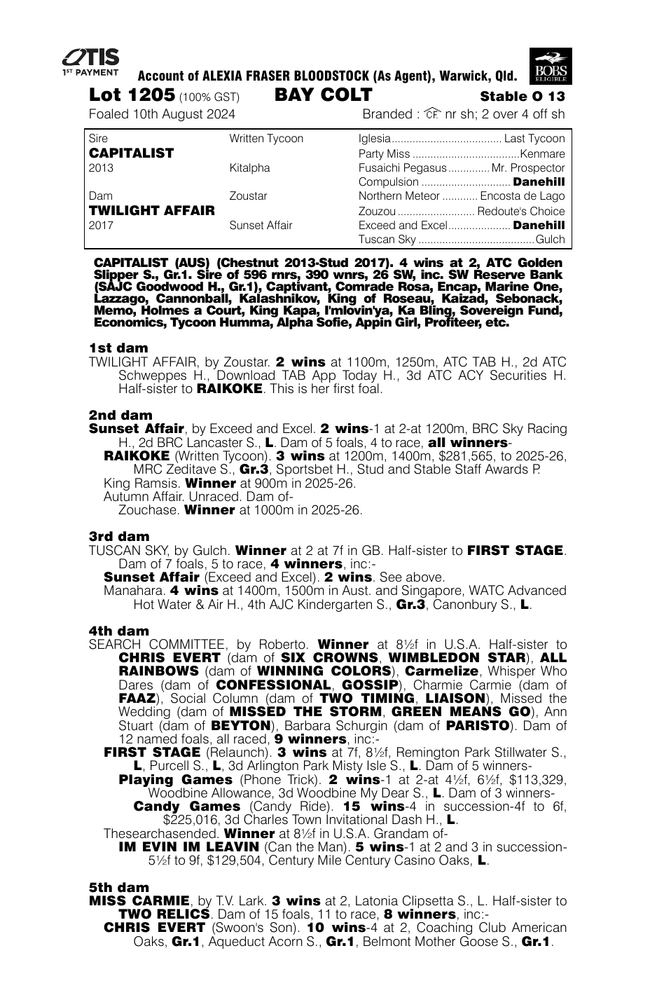 Pedigree - Lot 1205
