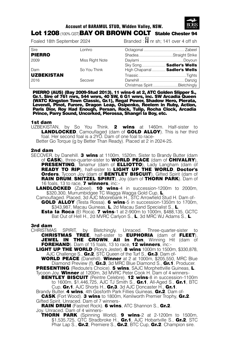 Pedigree - Lot 1208