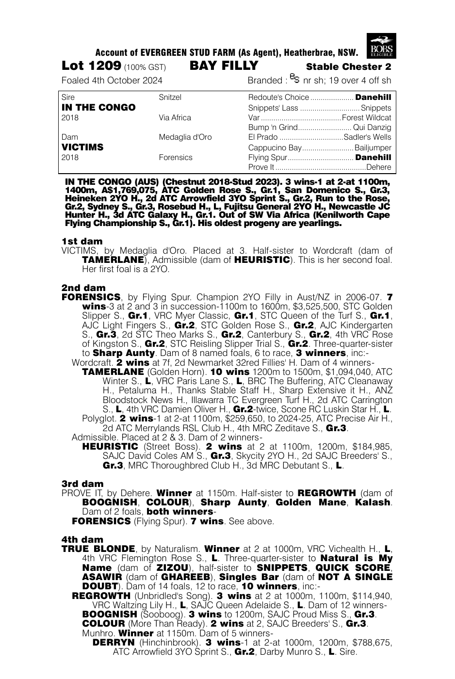 Pedigree - Lot 1209