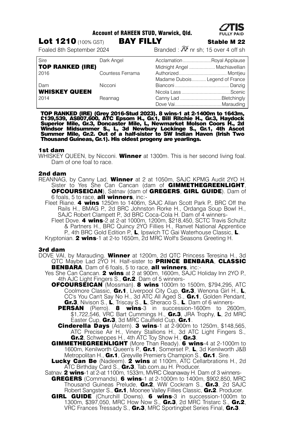 Pedigree - Lot 1210
