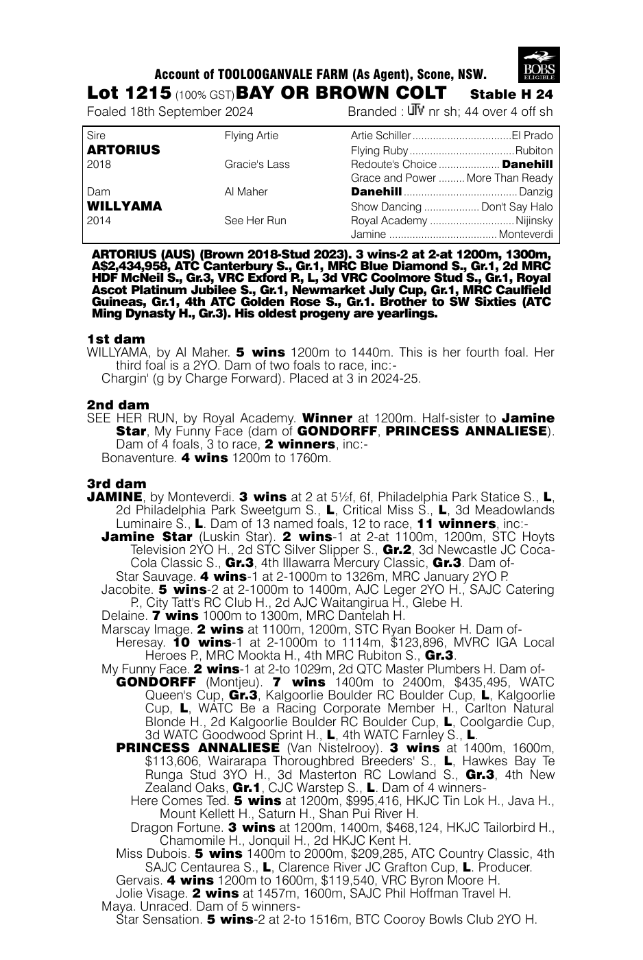Pedigree - Lot 1215