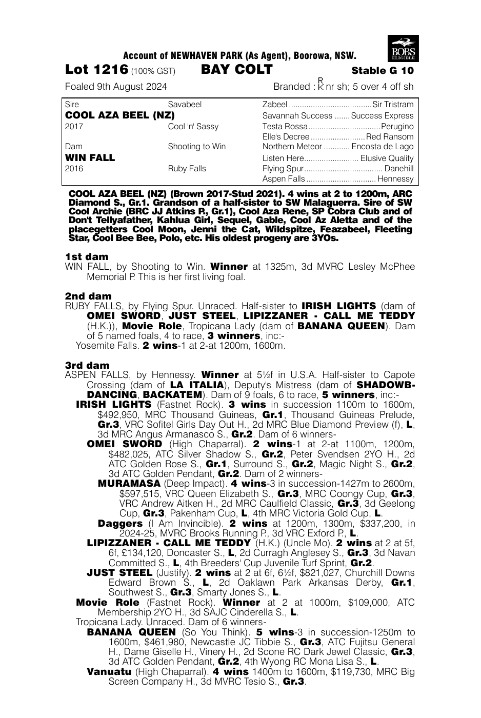 Pedigree - Lot 1216