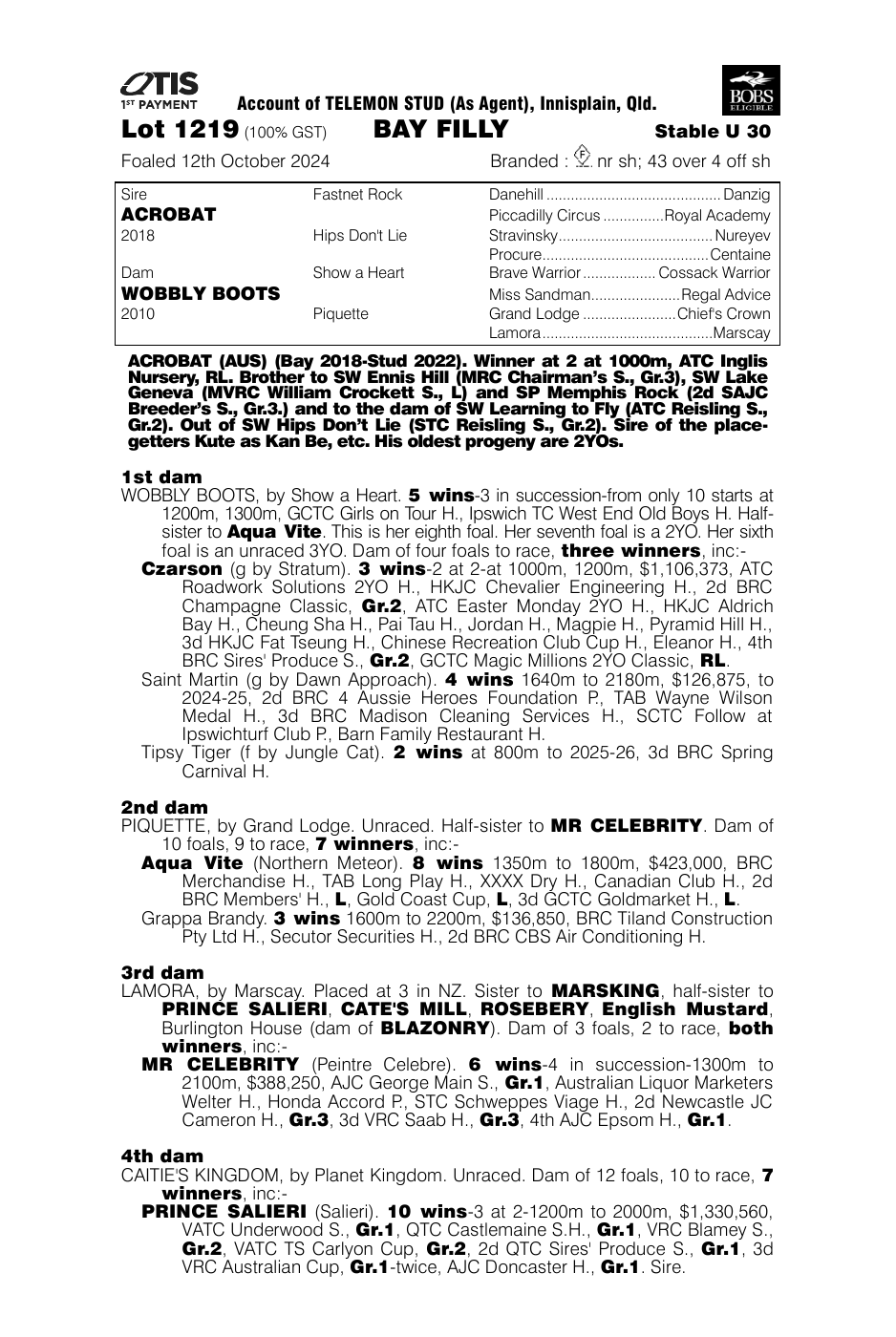 Pedigree - Lot 1219