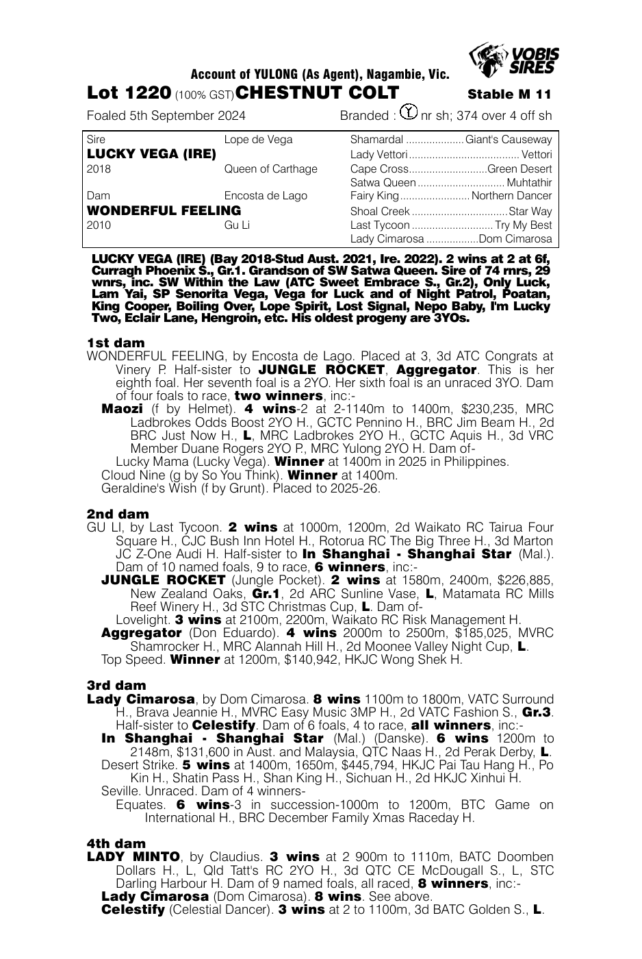Pedigree - Lot 1220