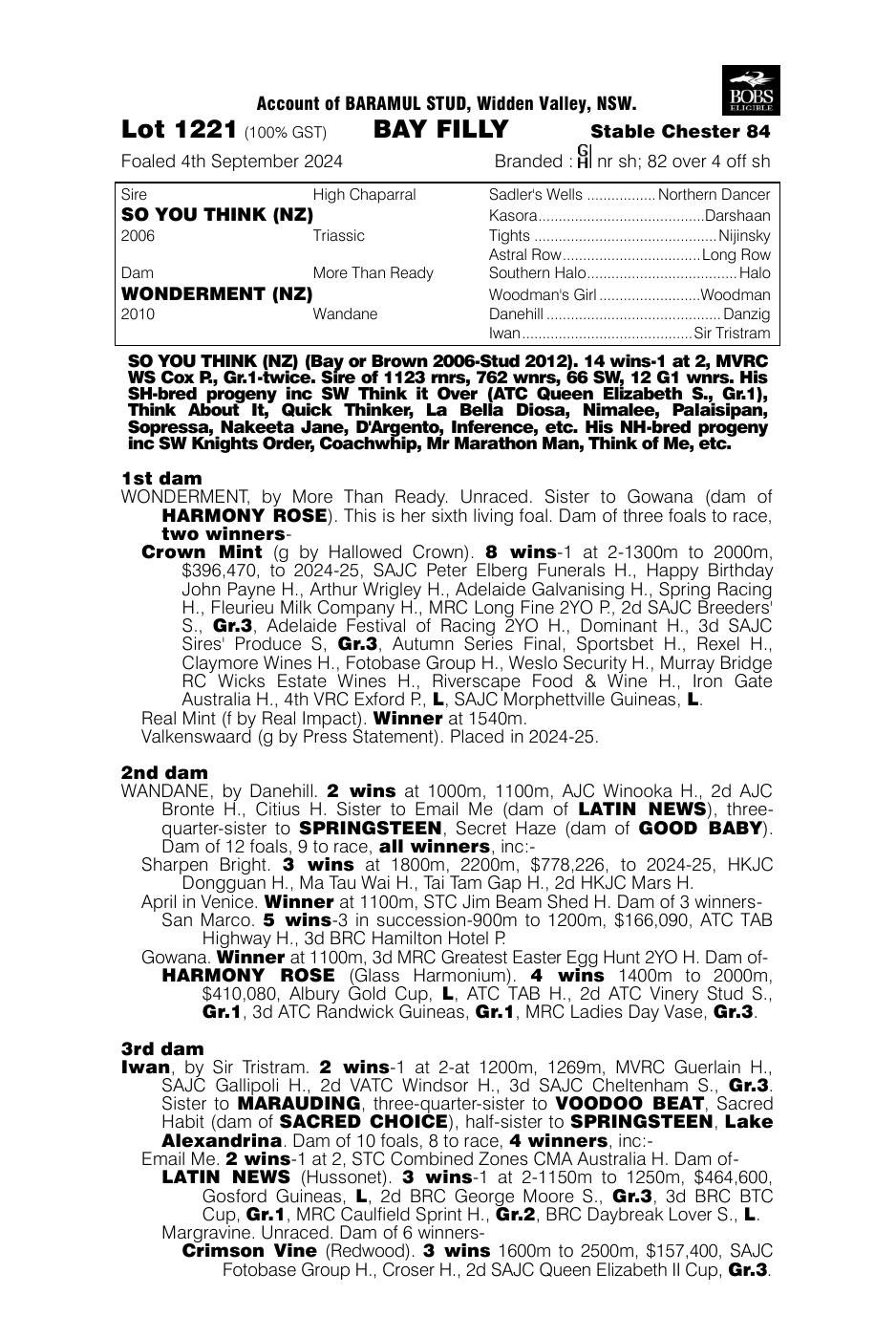 Pedigree - Lot 1221