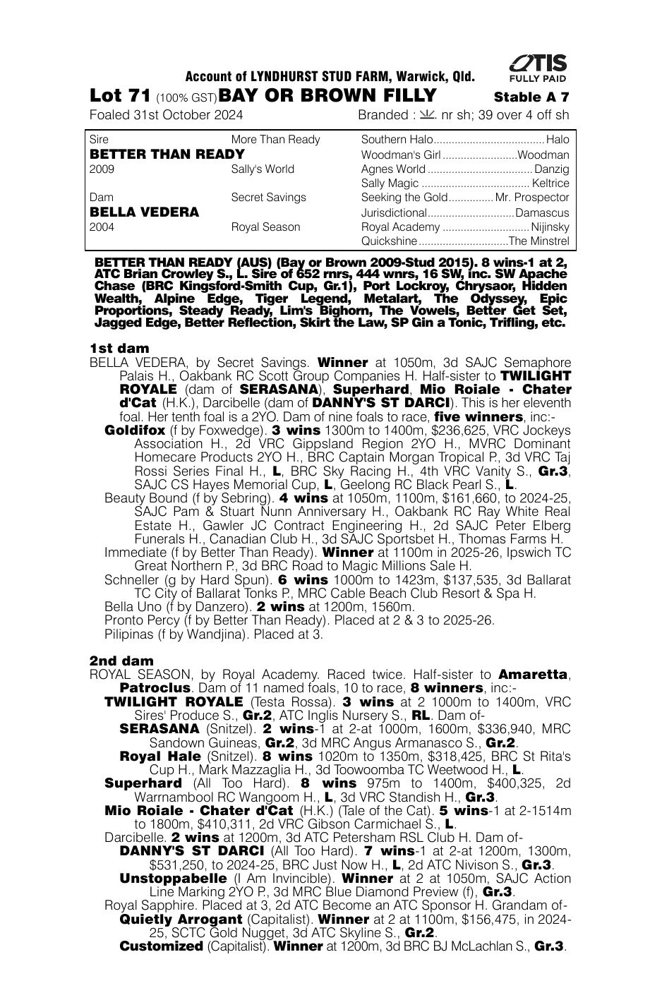 Pedigree - Lot 71