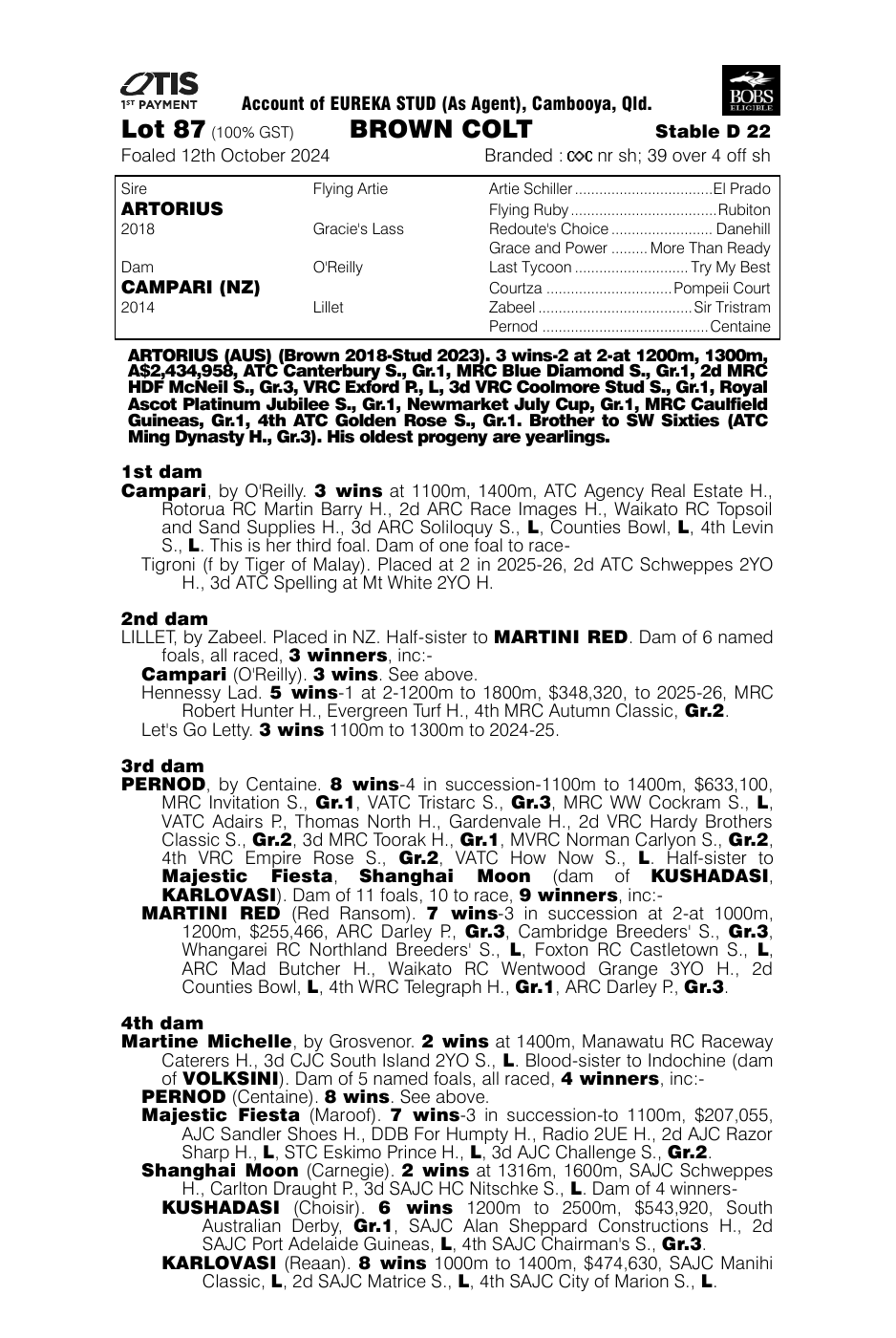 Pedigree - Lot 87