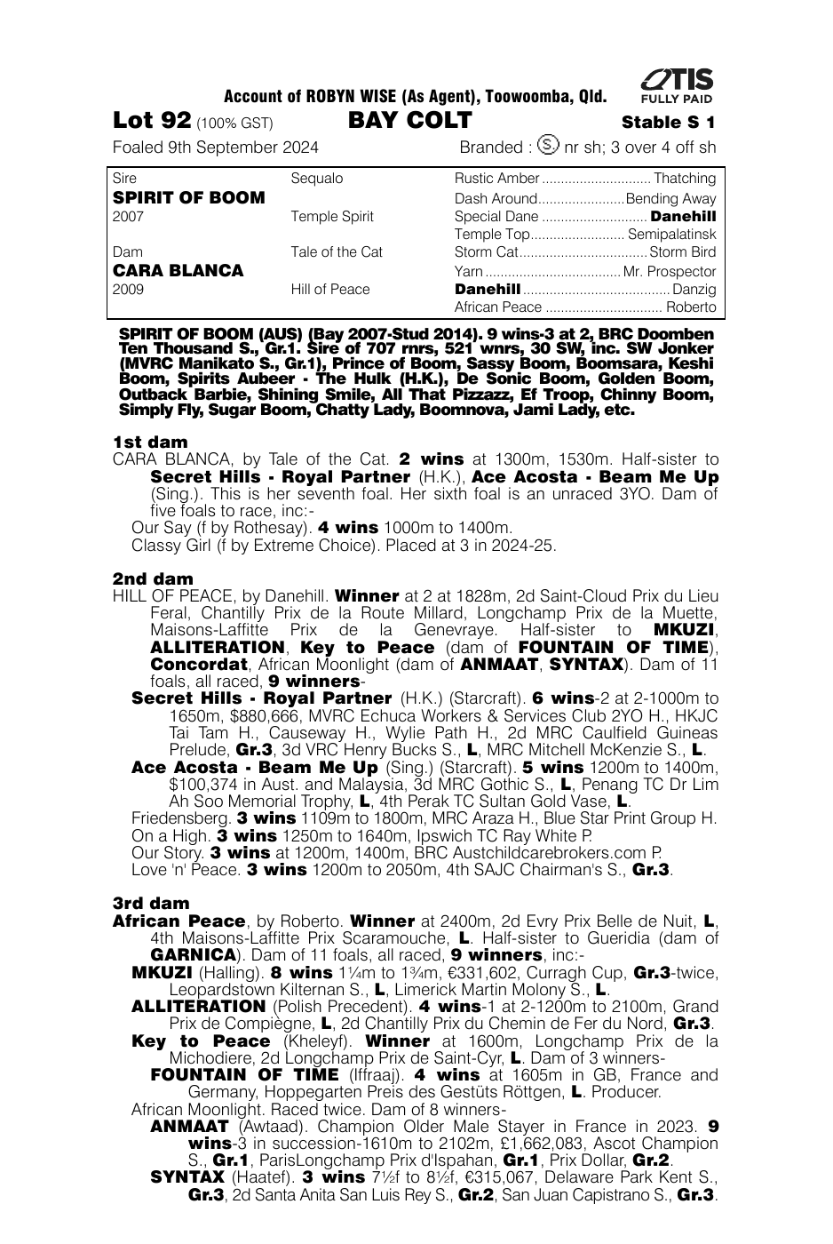 Pedigree - Lot 92