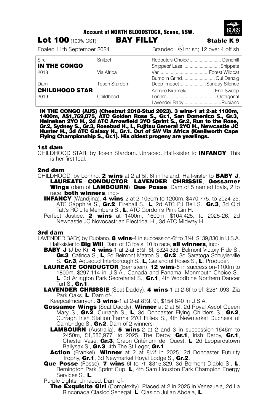 Pedigree - Lot 100