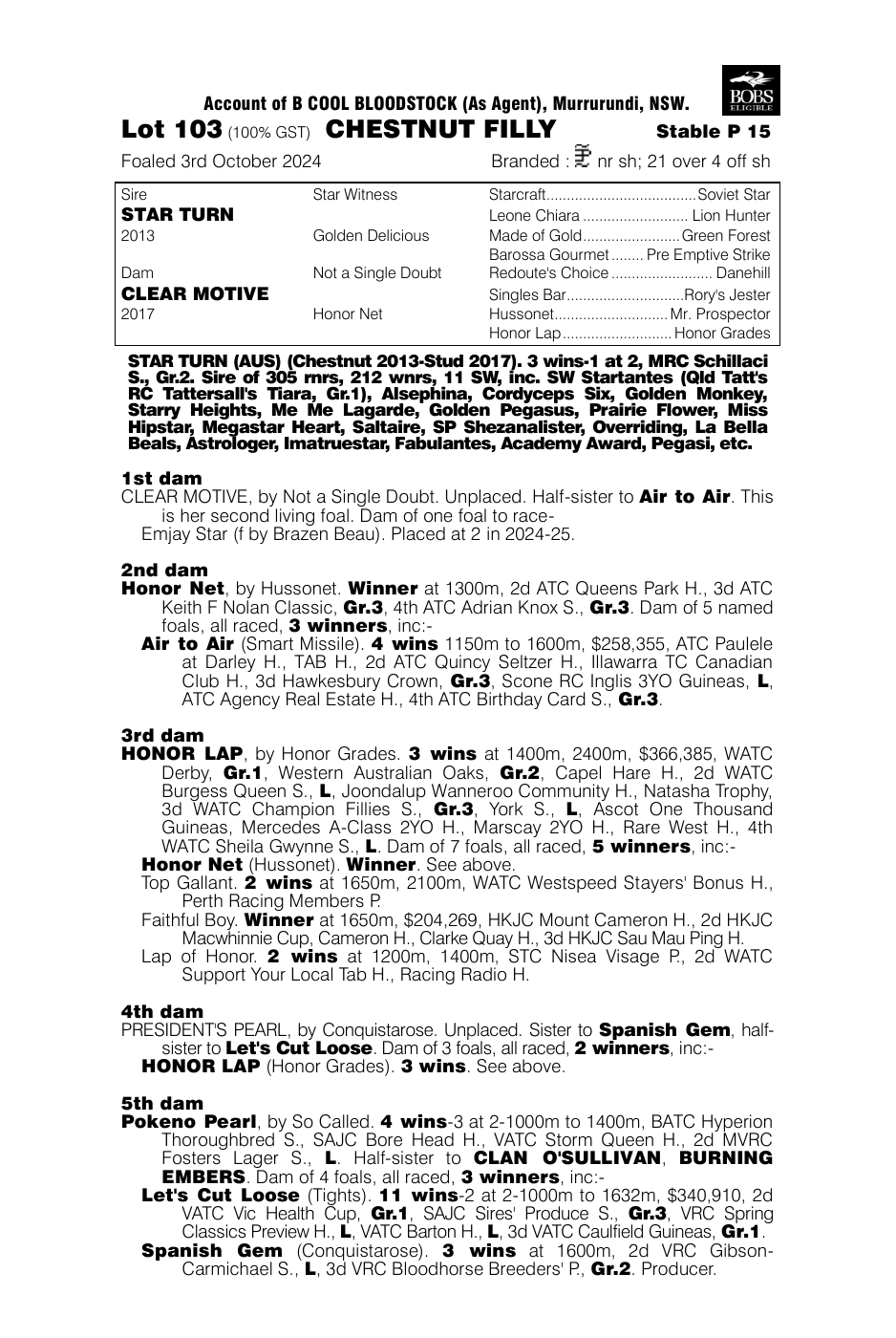 Pedigree - Lot 103